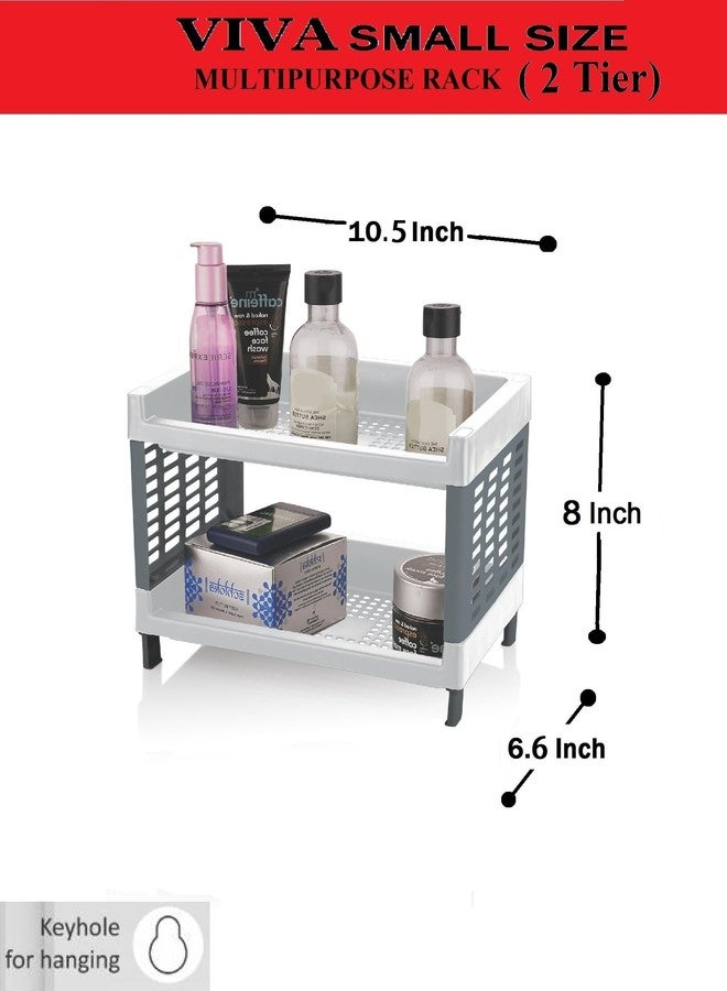 Moltres - Viva Small Size, 2 Layer Rack for Office, Kitchen (Size: 27Cm X 17Cm X 20Cm) - Multipurpose Rack | Stand | Organizer Storage Shelf Standing & Wall Hanging Rack - Plastic (Grey) - Image 2